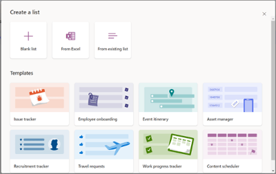 Microsoft List ease of Creation