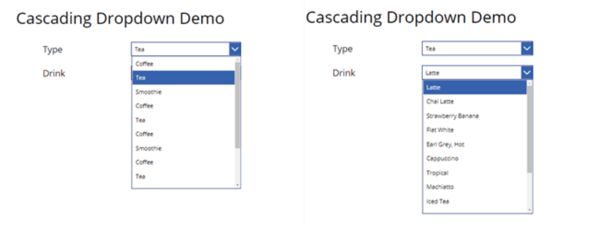 cascading drop-down demo