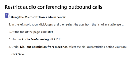 Restricting audio outbound calls