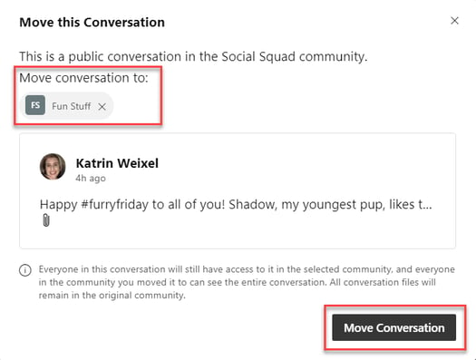 Yammer and Moving a conversation