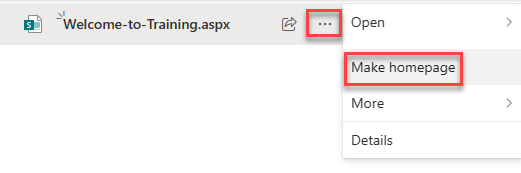 Make Homepage menu item in SharePoint