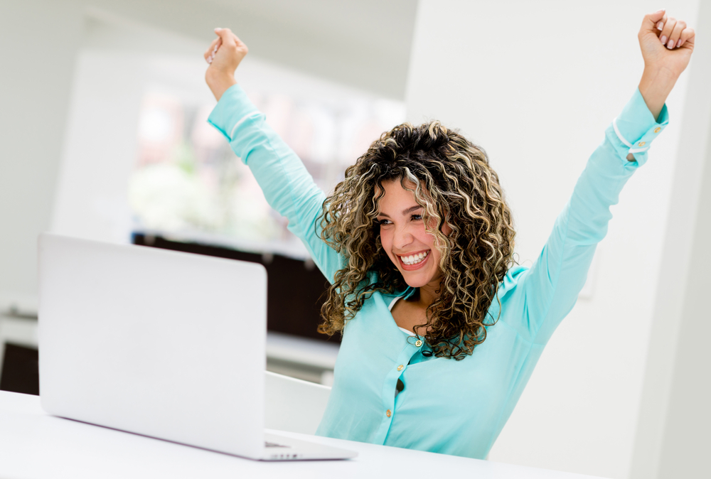 Successful business woman working online at the office