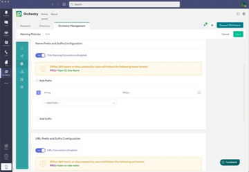 following naming convention with transparent governance in Microsoft Teams