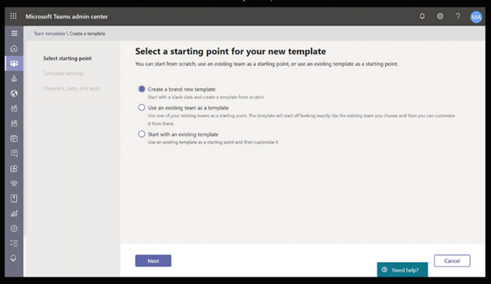 Creating new Microsoft Teams Templates / Image Description: Creating new Microsoft Teams Templates from scratch 